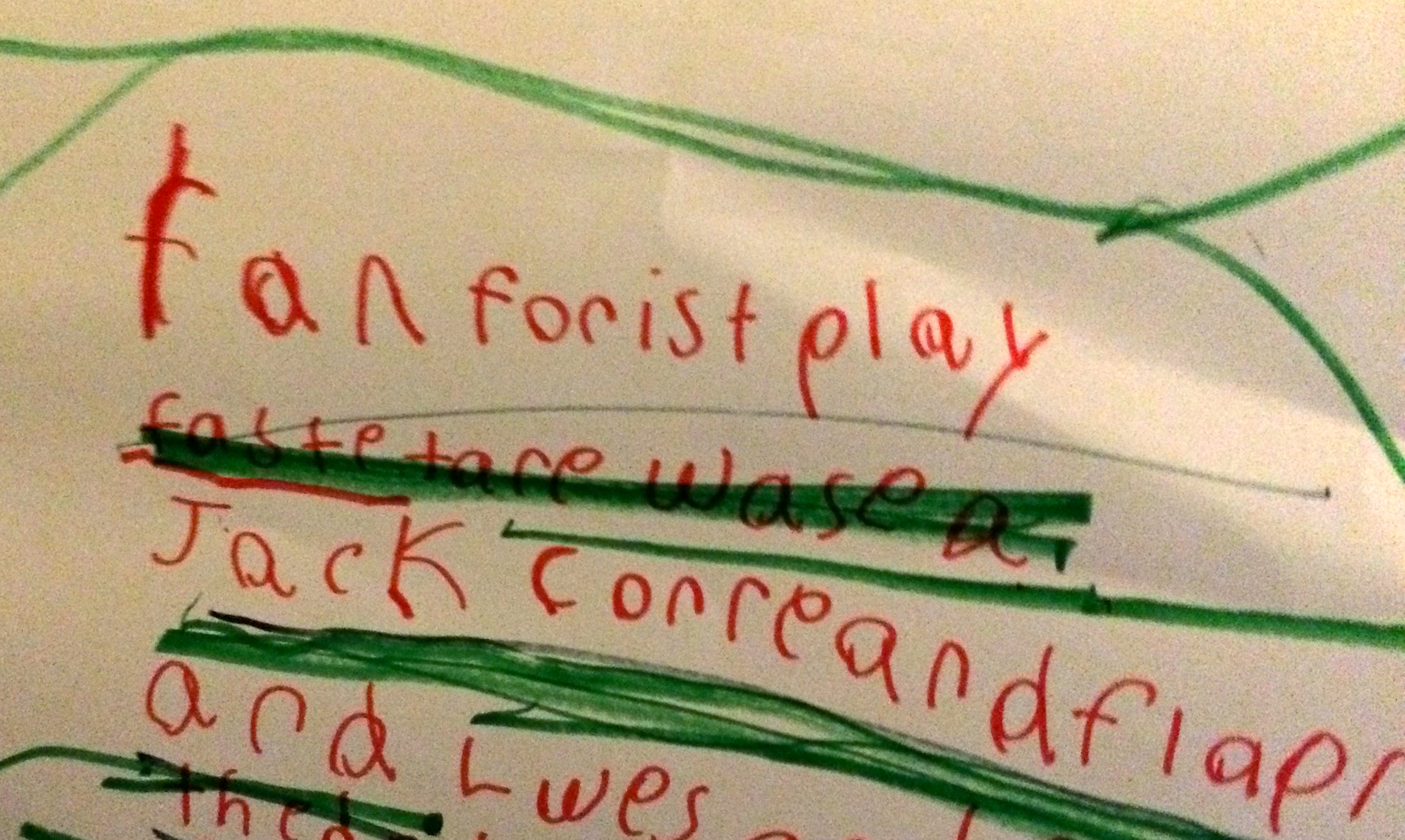 An excerpt from the script for "Fun Forest Play" (about three animals...Jack, Corey and Flipper)