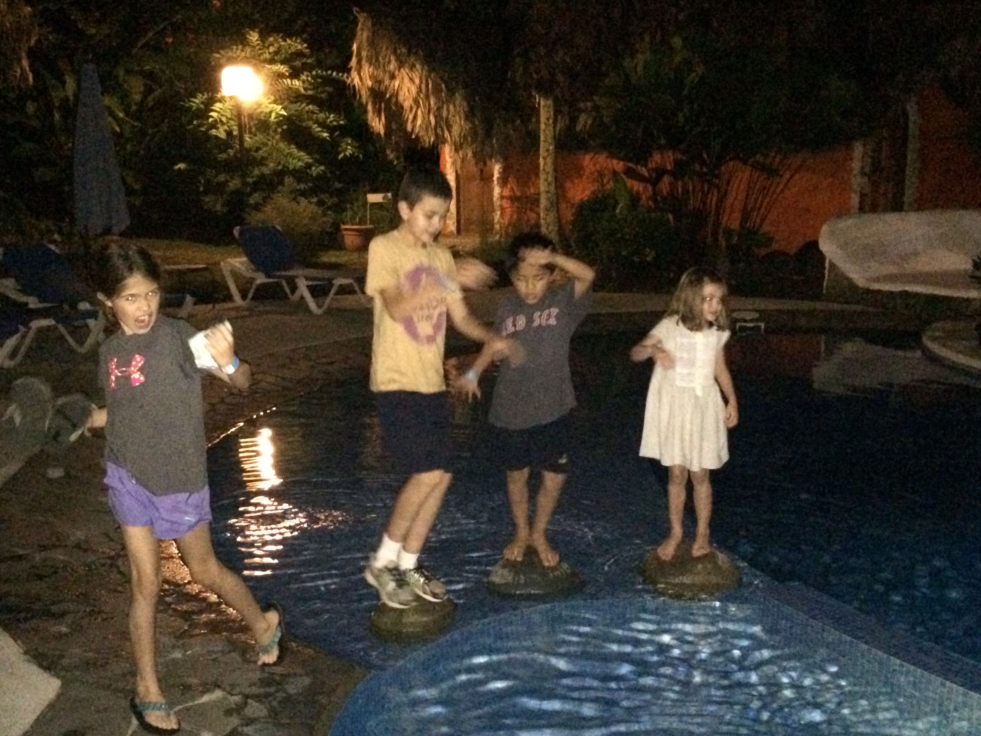 First night by the pool