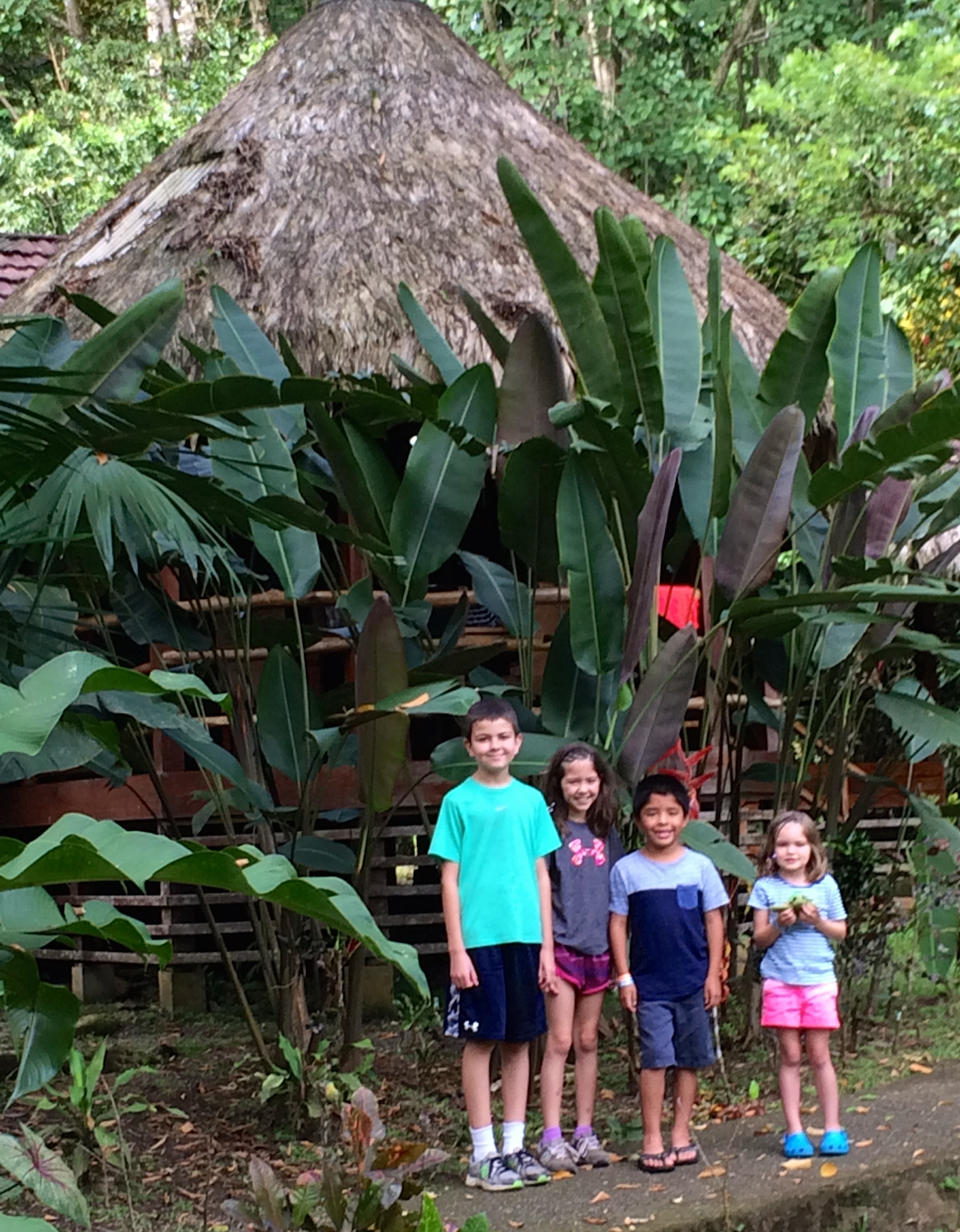 Outside our "room" (a little thatched roof building on the hotel grounds).