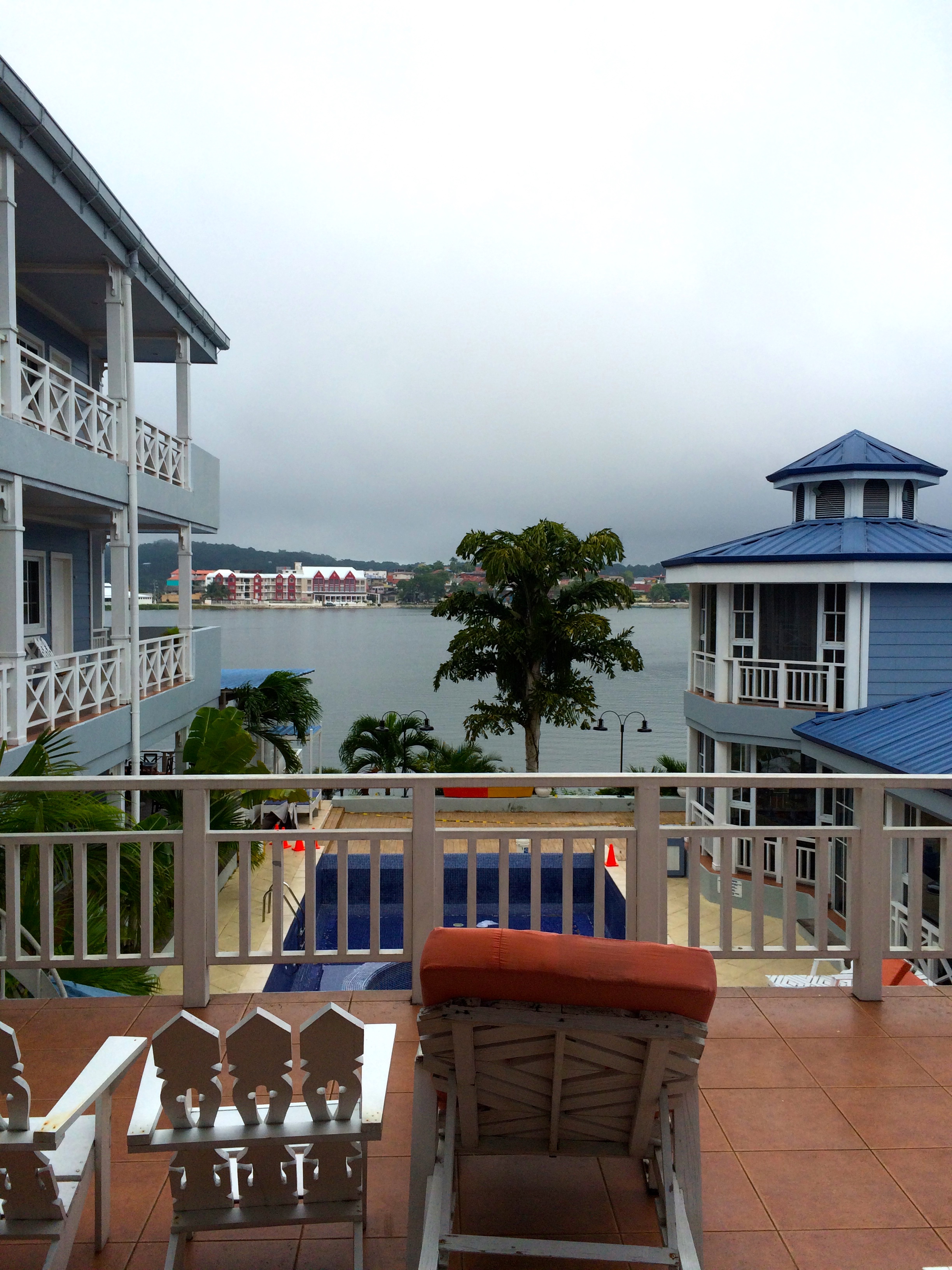 Our hotel in Flores with a view of the lake.  