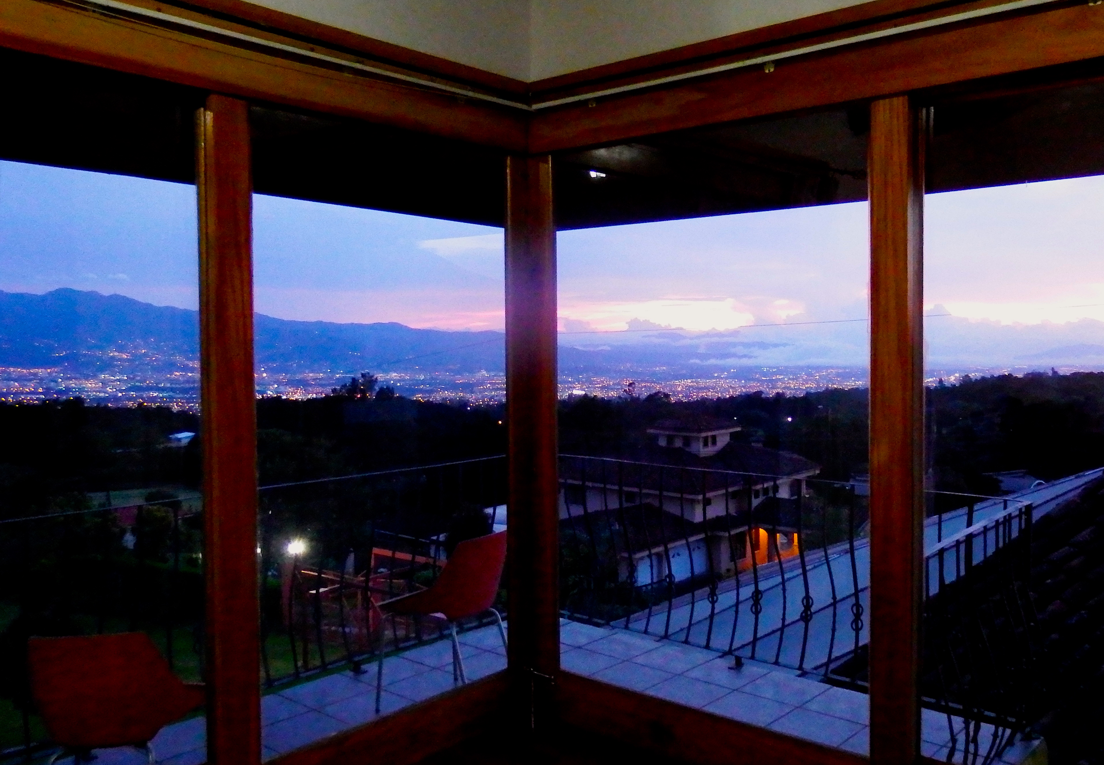 I need to get some real pics of the view one of these days but for now, this is dusk from our bedroom.