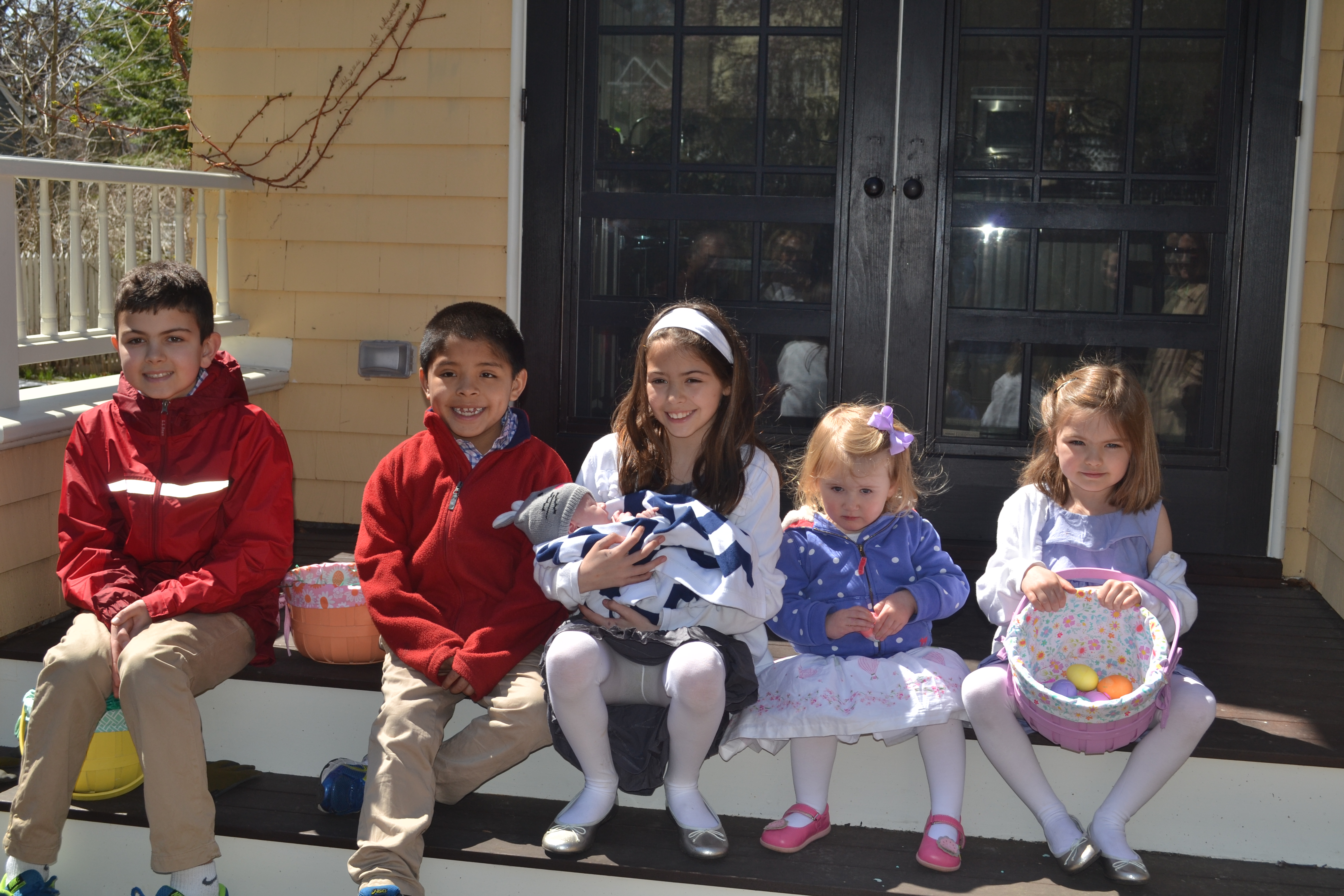 Easter 2014 on the back steps (after Easter egg hunt with Sophie and Sam)
