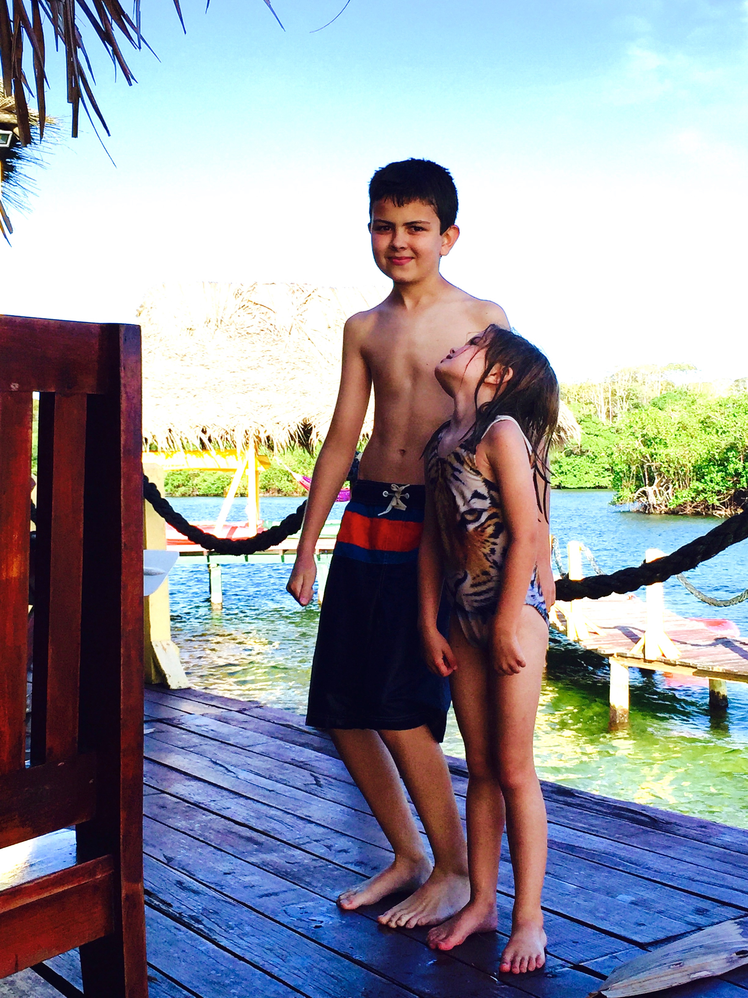 Jack tries to bend his knees to look closer to Liadan's height but he is still WAY bigger!