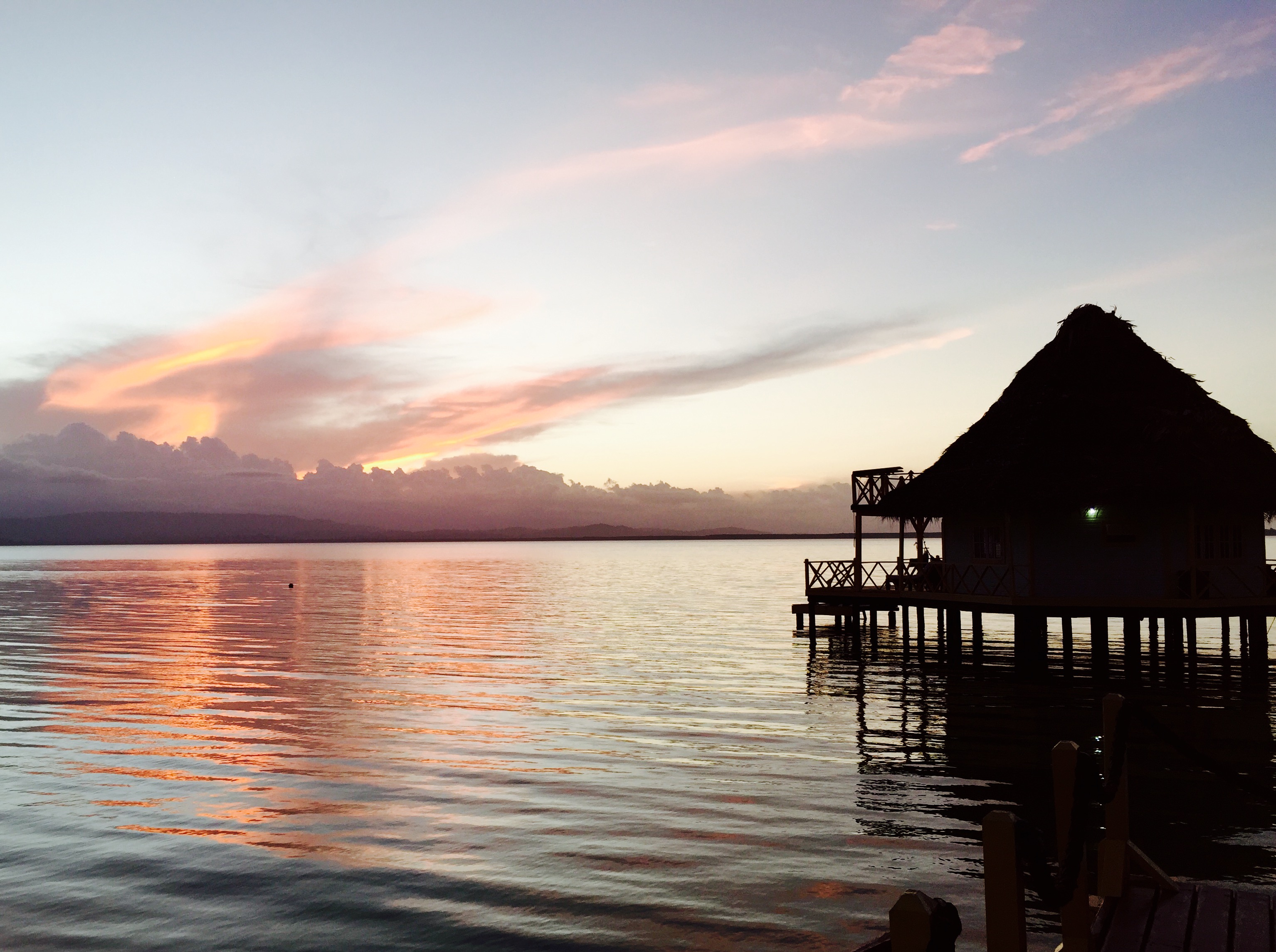 Sunset (that's our room in the background).