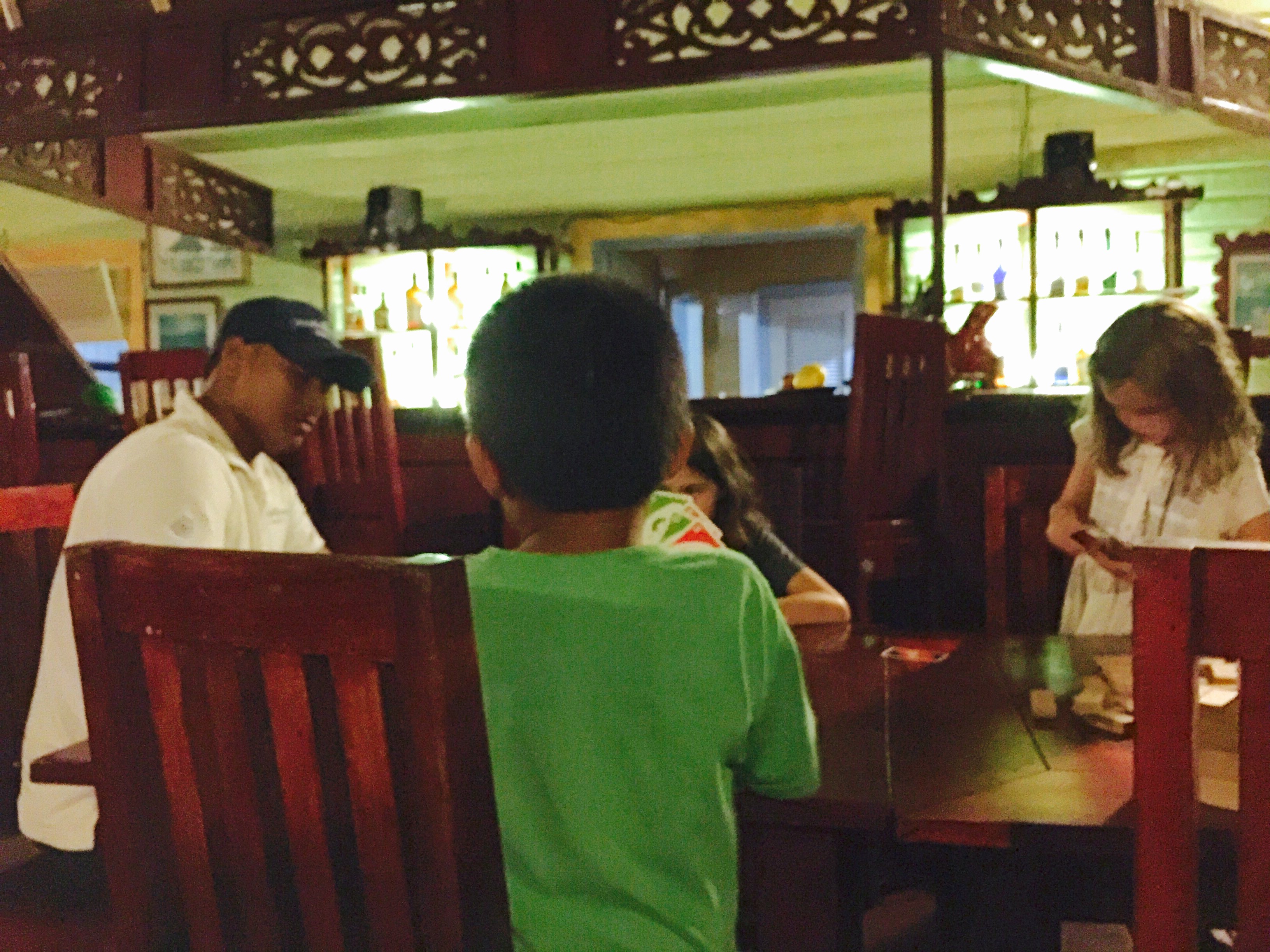 Playing Uno with Jorge (he was a really fun and funny guy who worked at the hotel).