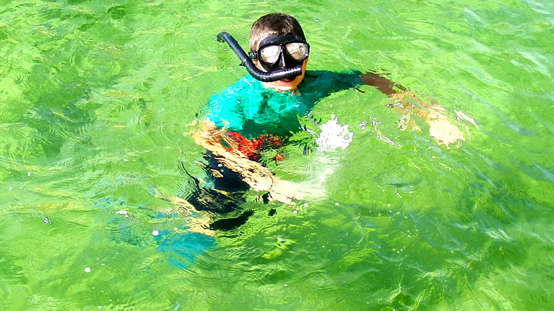 Jack snorkeling off the deck.