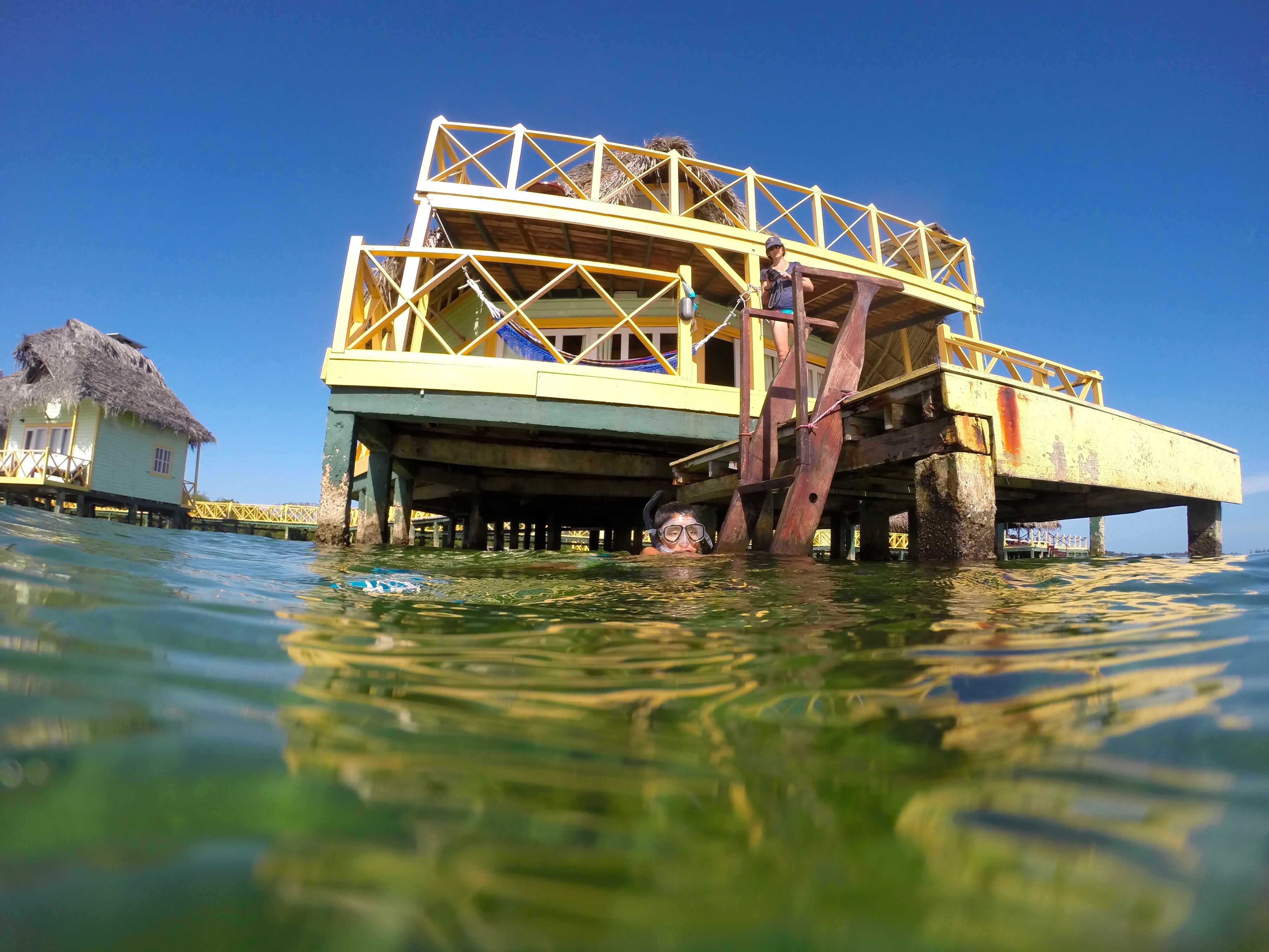 A view of our hut from the water.
