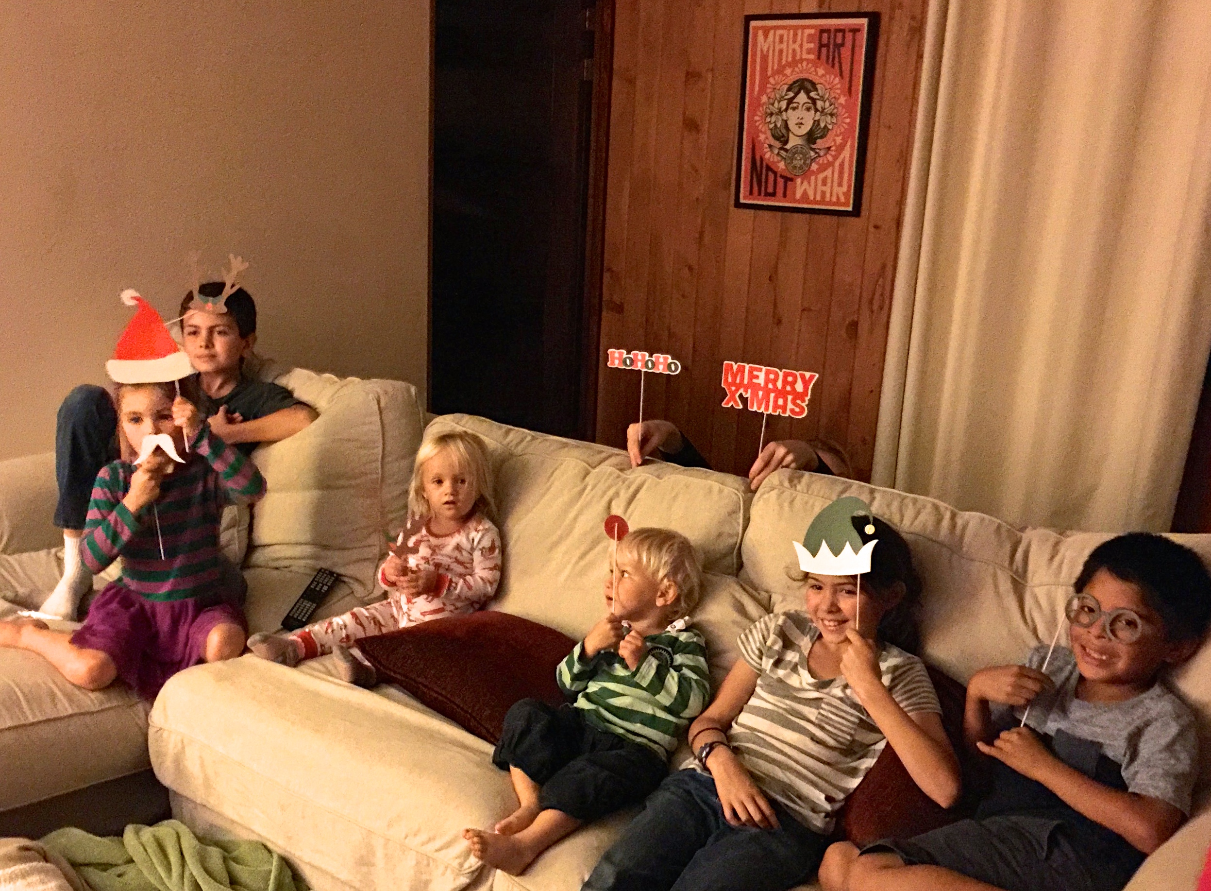 Kids watching a movie at Jeremy and Liza's house after Christmas Eve dinner 