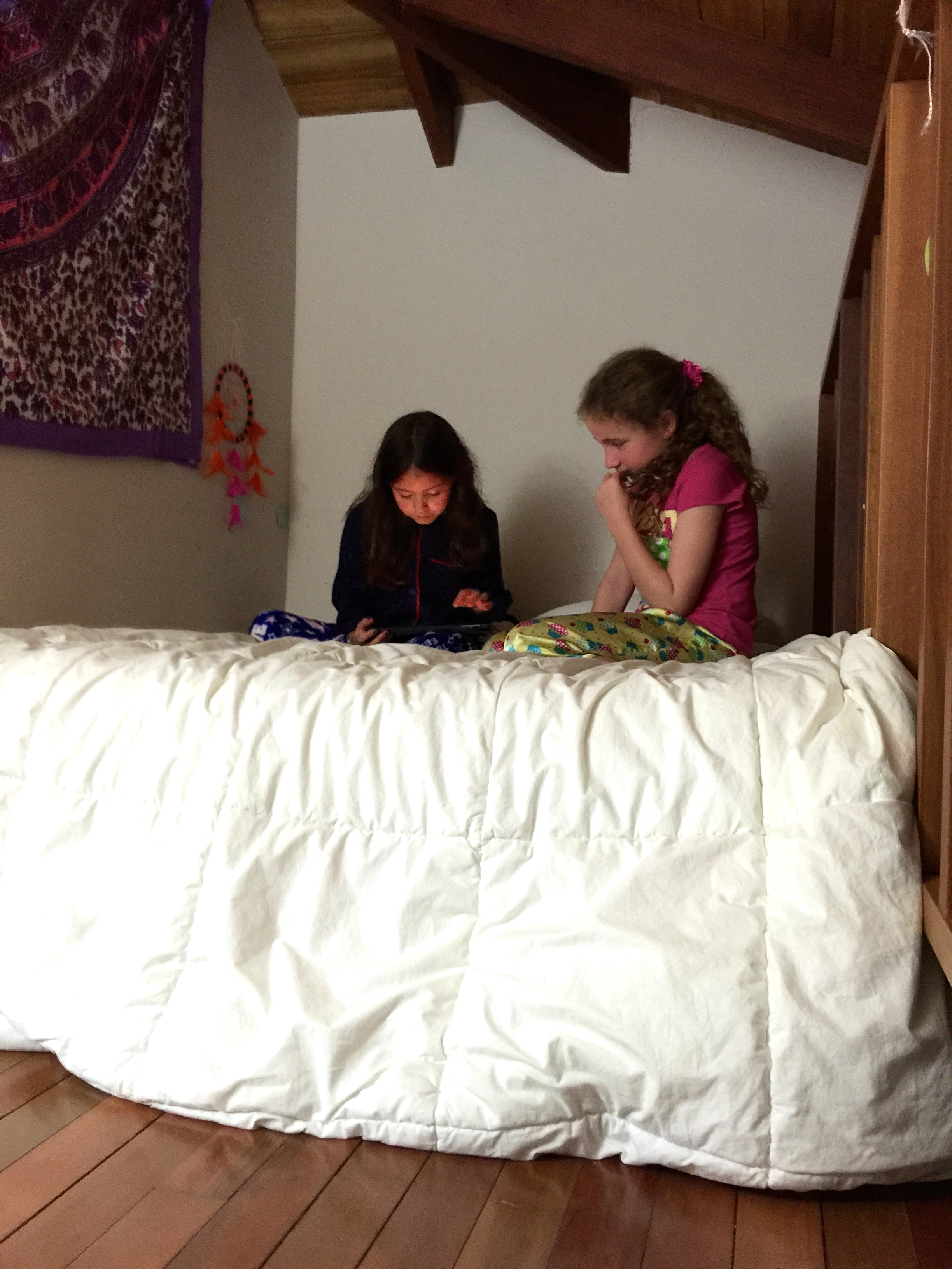 Ella and Amy in Ella's loft.