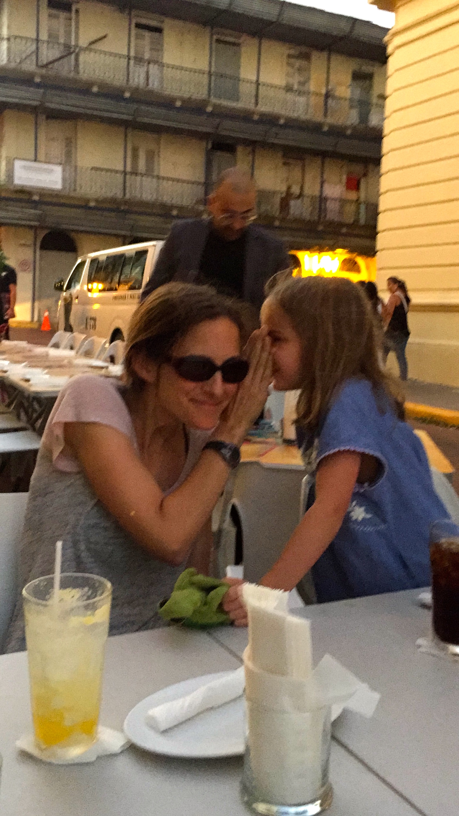 Playing "telephone" at dinner (we do that a lot as a family).