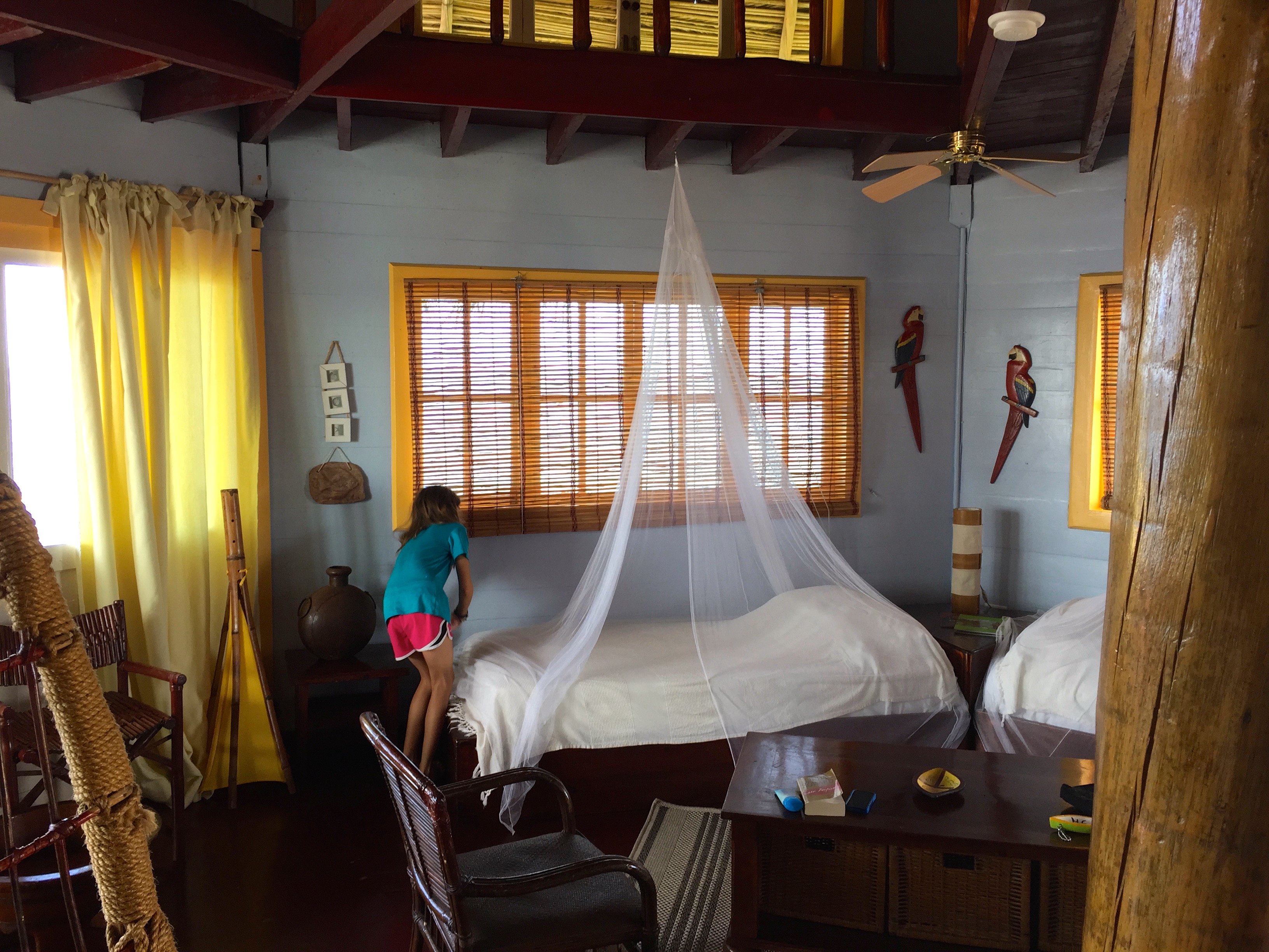 Moving in!  This was our hut.  The kids had beds downstairs and the parents had a bed in a loft.