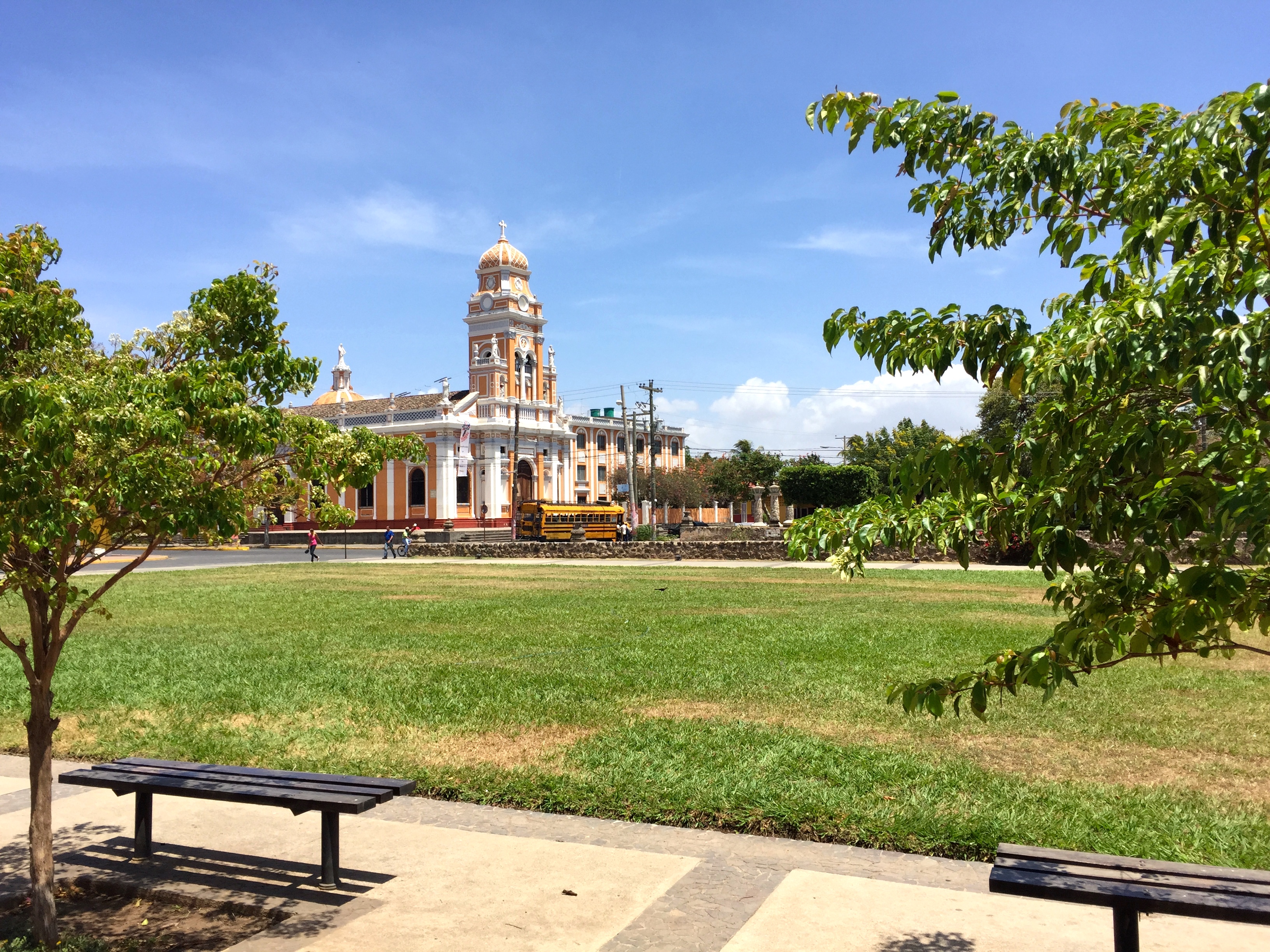 A look across the park at the Xalteva church (next to the kids' school)