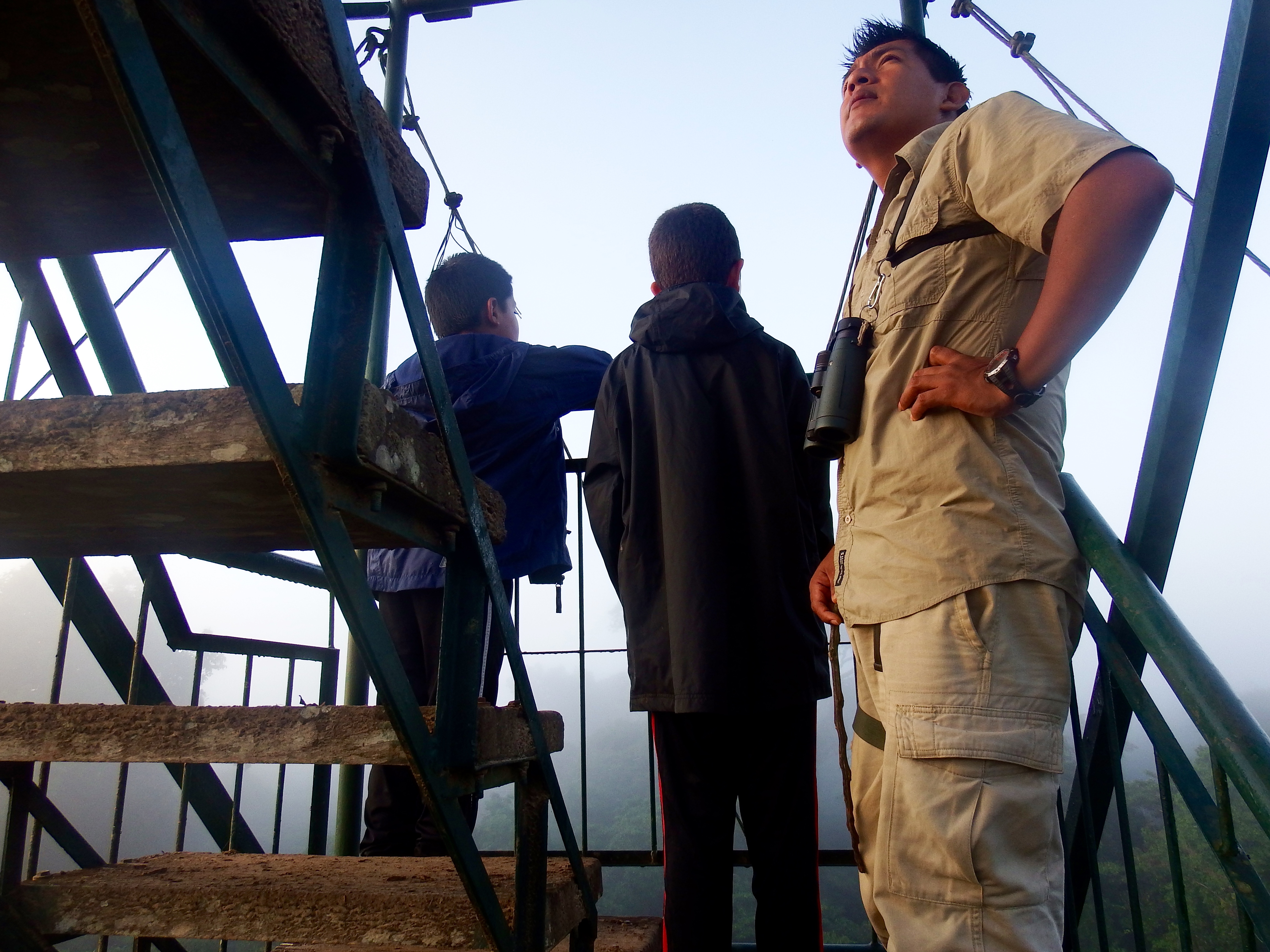 Climbing the lookout with Saay.