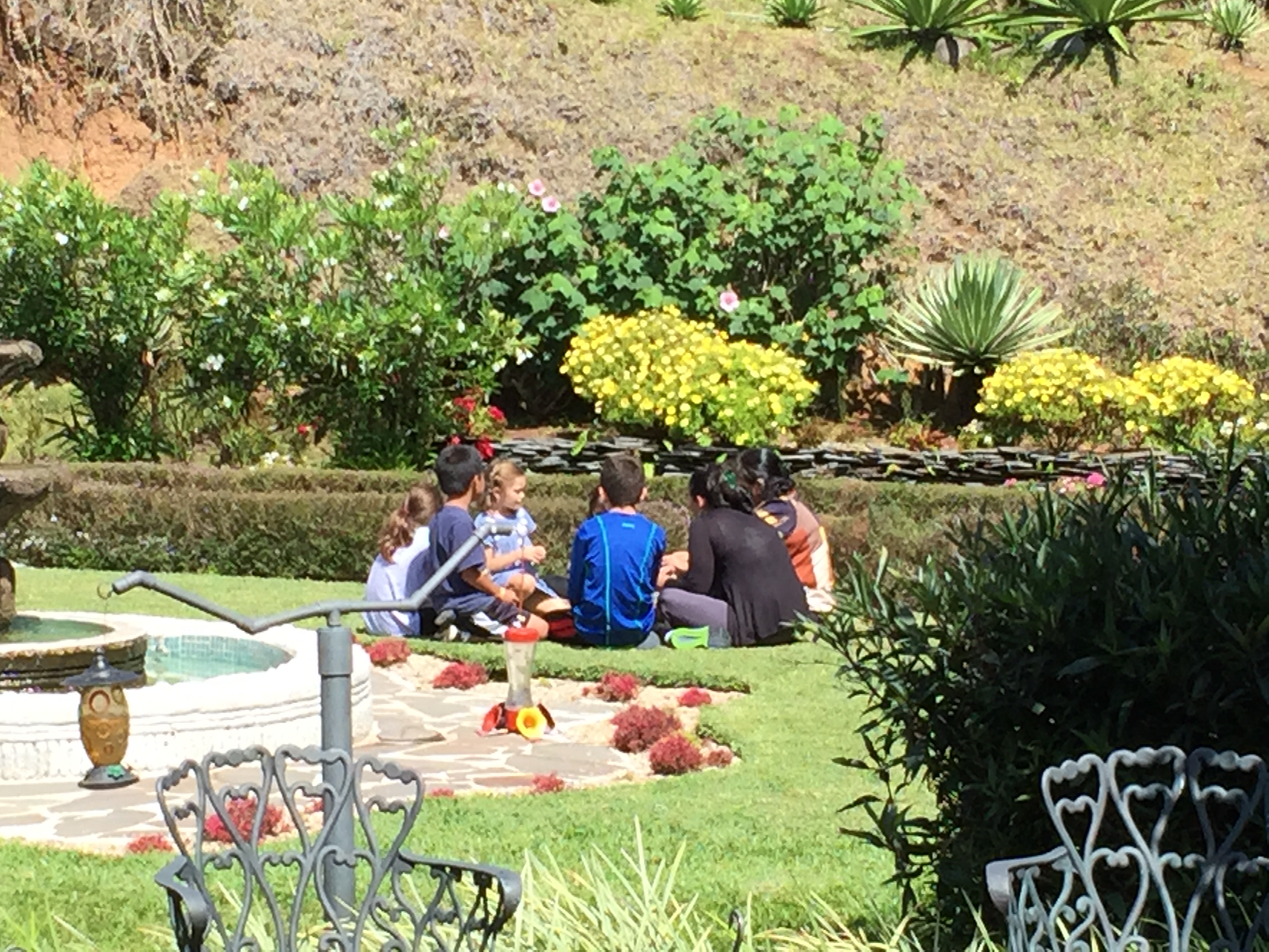 Taking a break to study outside at CPI in Monteverde