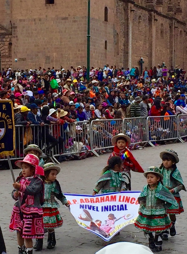 Note on the sign that these tykes are from the "Abraham Lincoln" school!