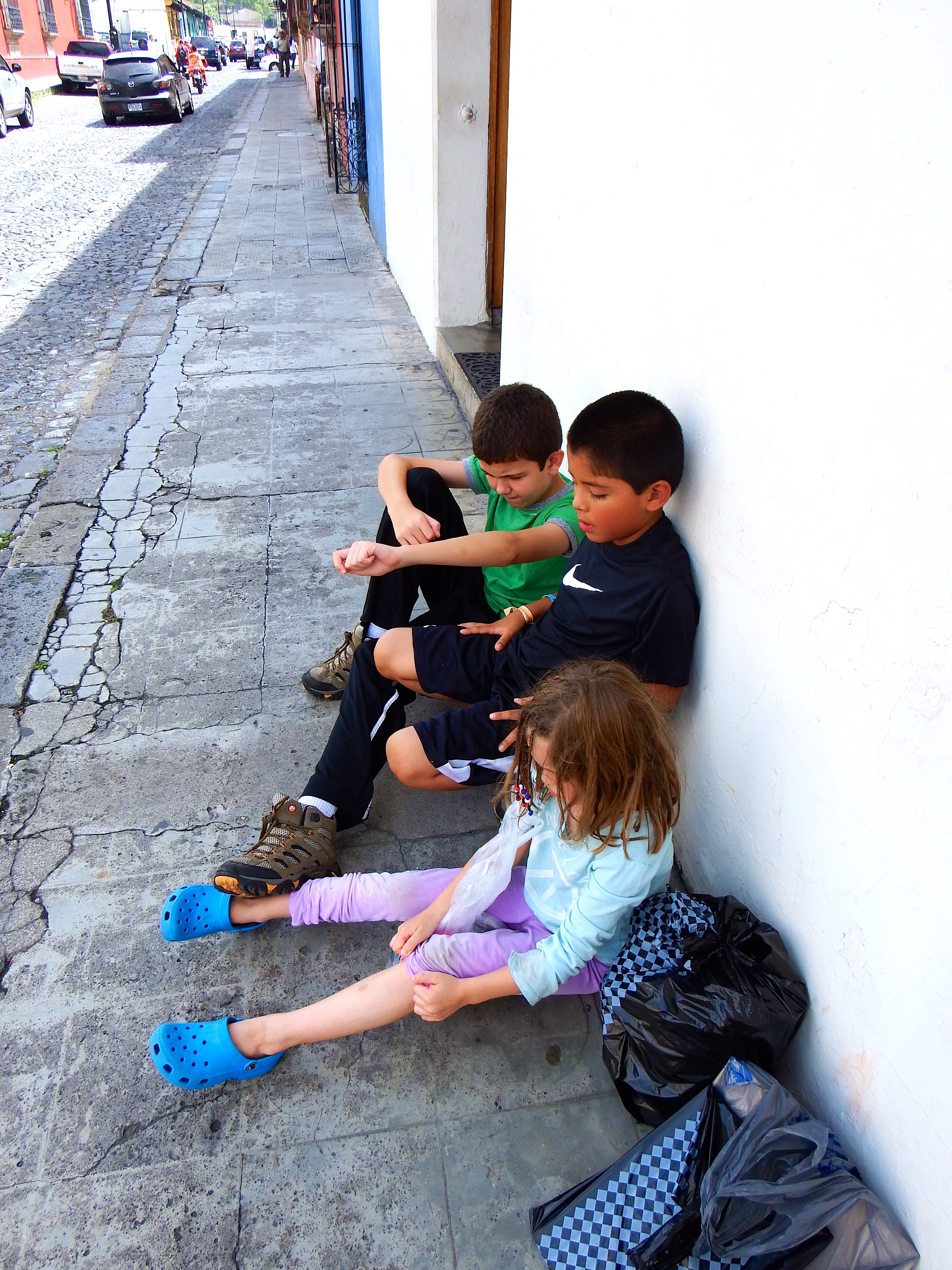 Taking a break after a LOT of walking...