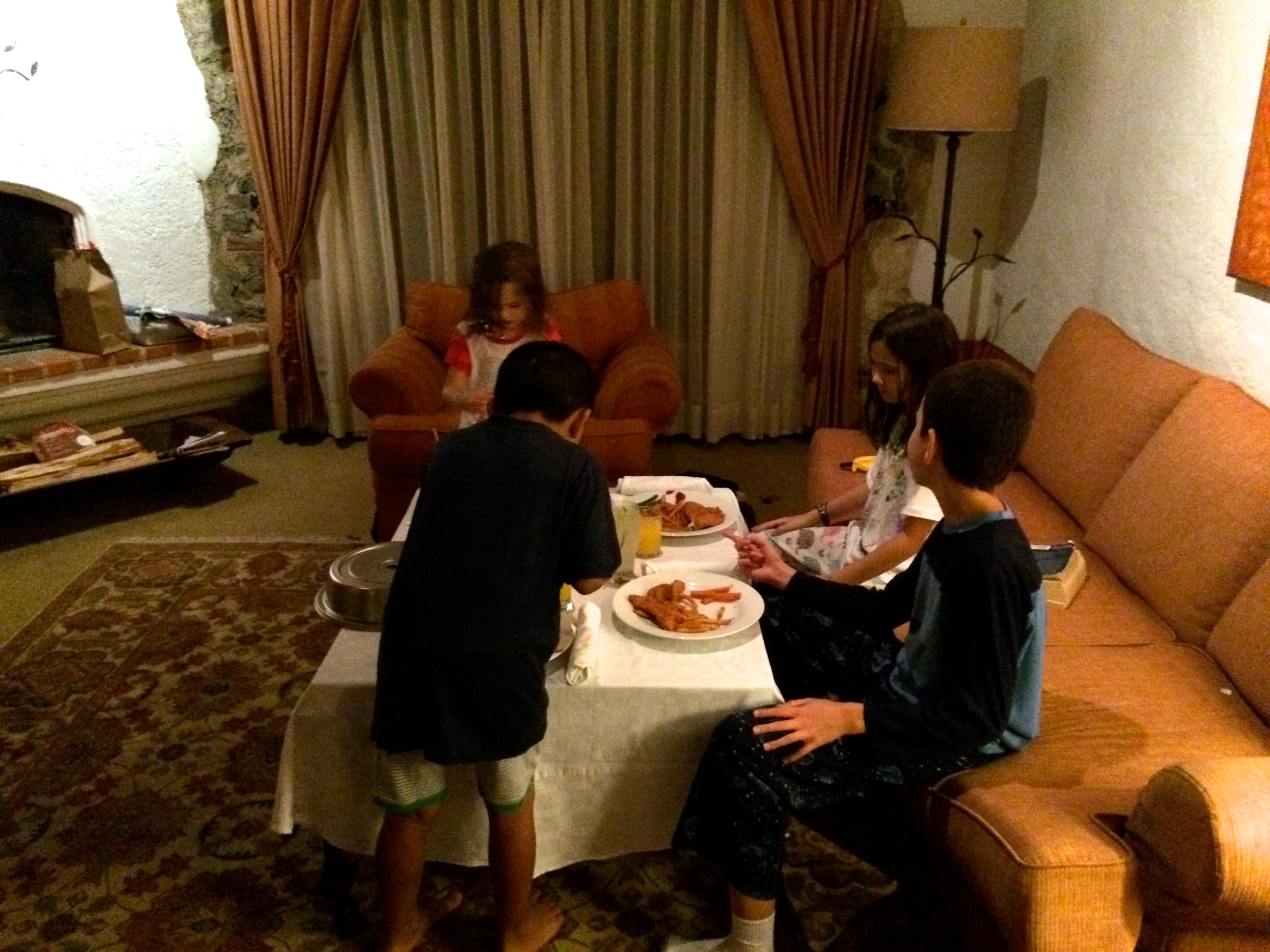 The kids were in HEAVEN with their room service!