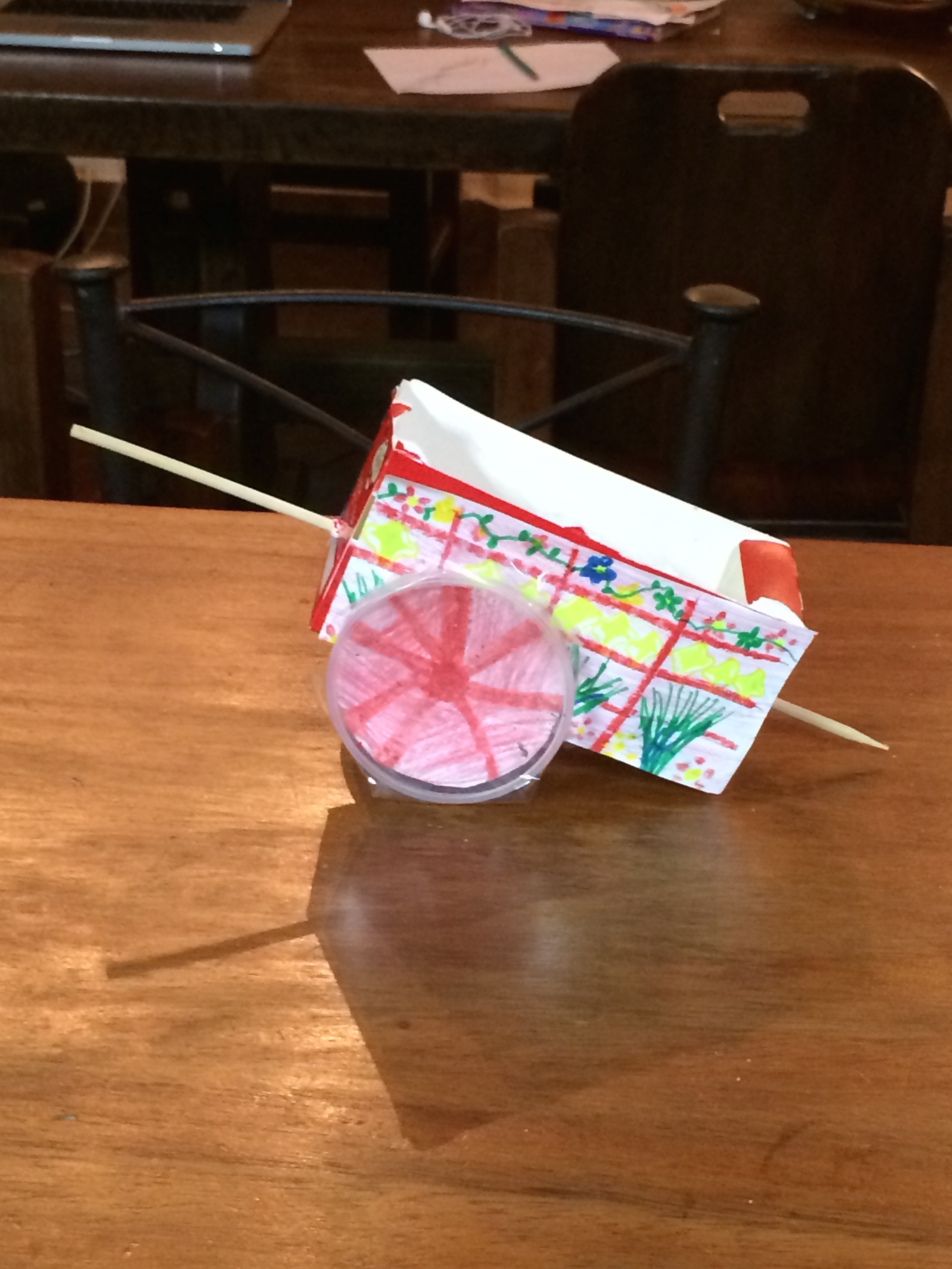 One of Ella's weekly "props" (an oxcart to go along with having to recite a poem in Spanish in front of the class)