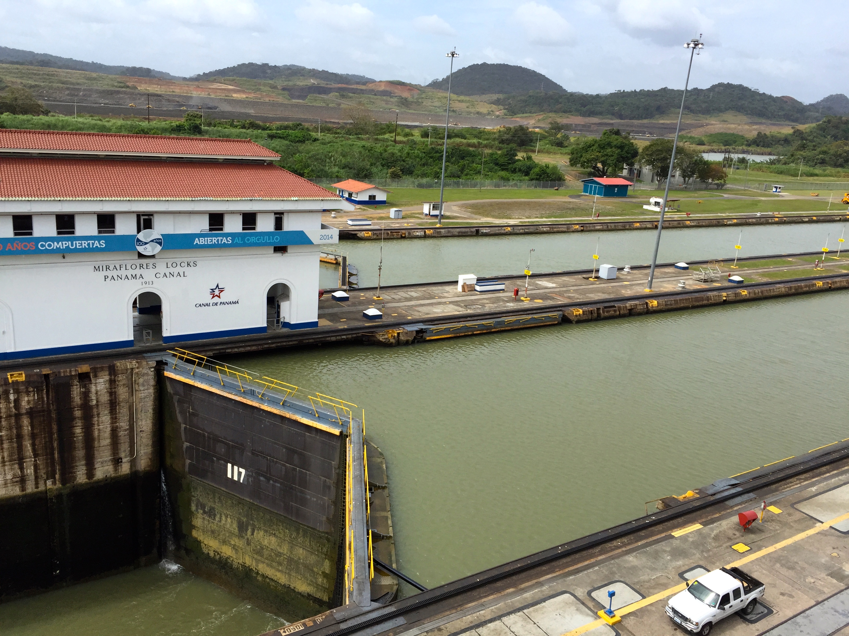 The lock doors holding back the water.