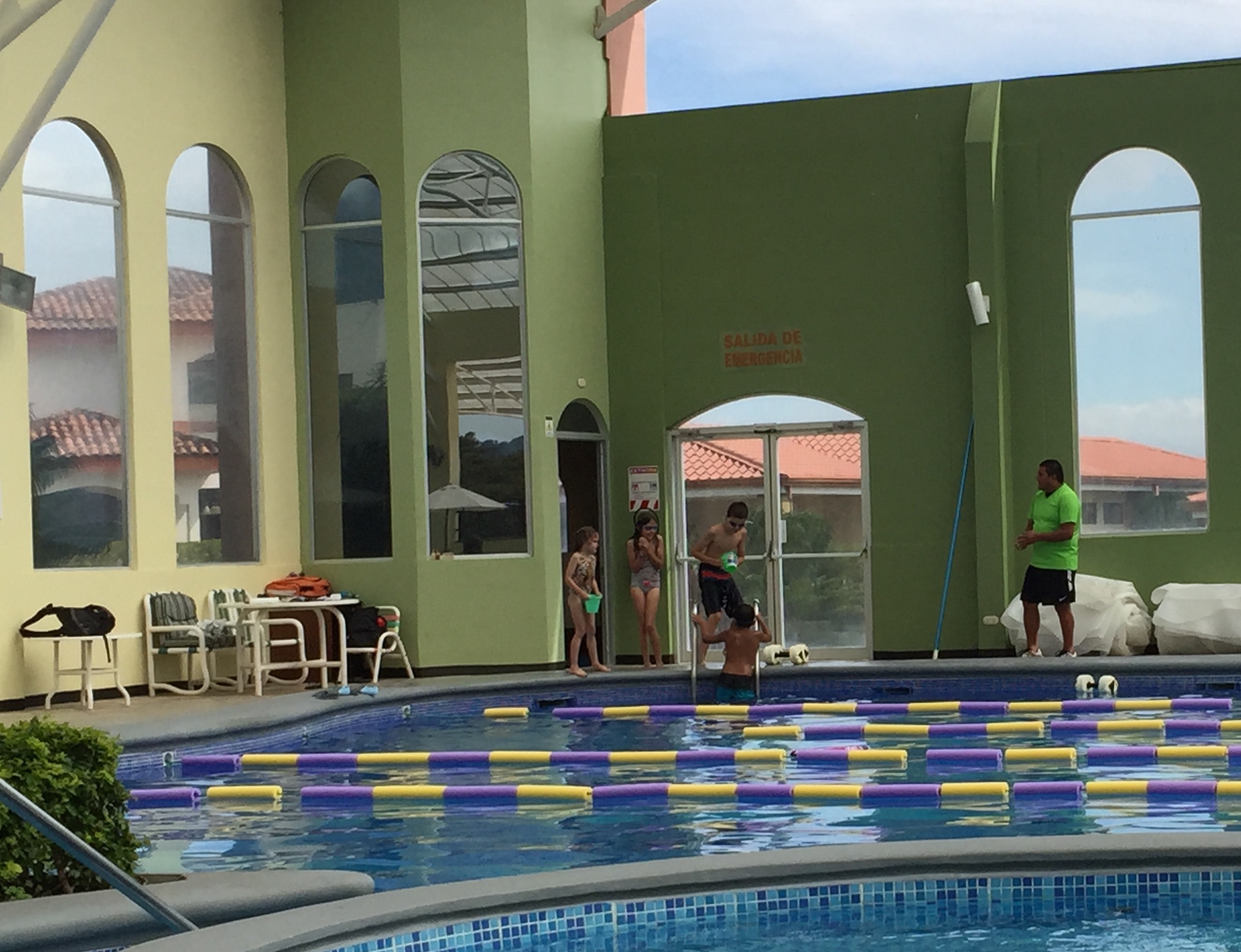 At swimming lessons